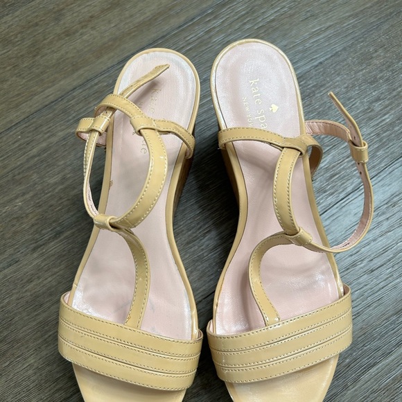 Kate Spade Tan Wedge Sandals with‎ Ankle Straps Size 8 - Picture 10 of 12